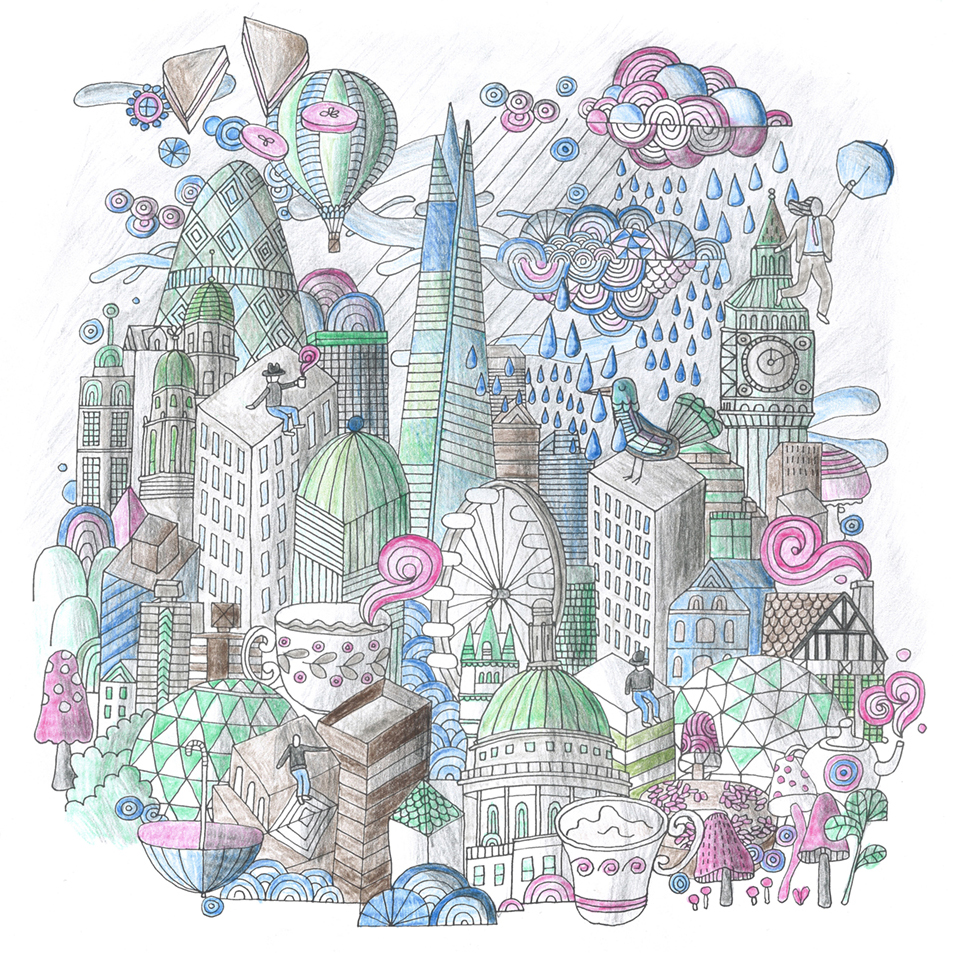 rainy day colouring london